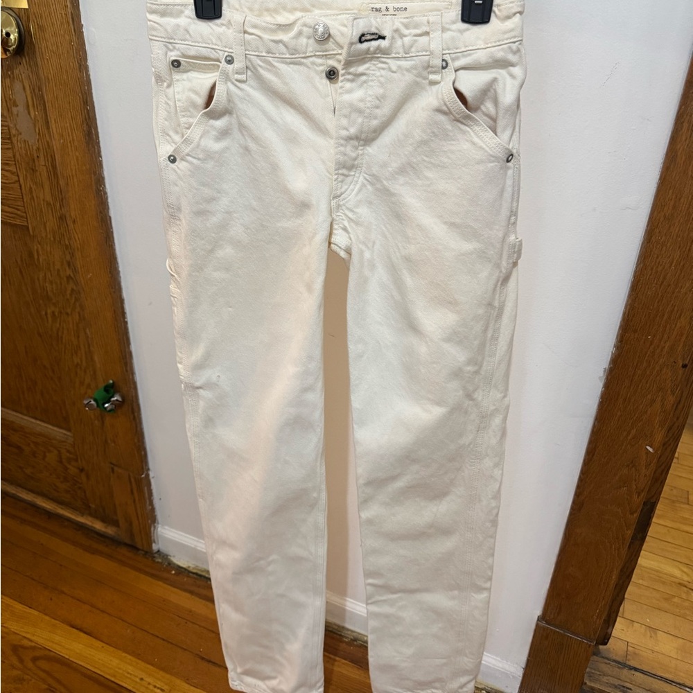Cream Straight-Leg Jeans